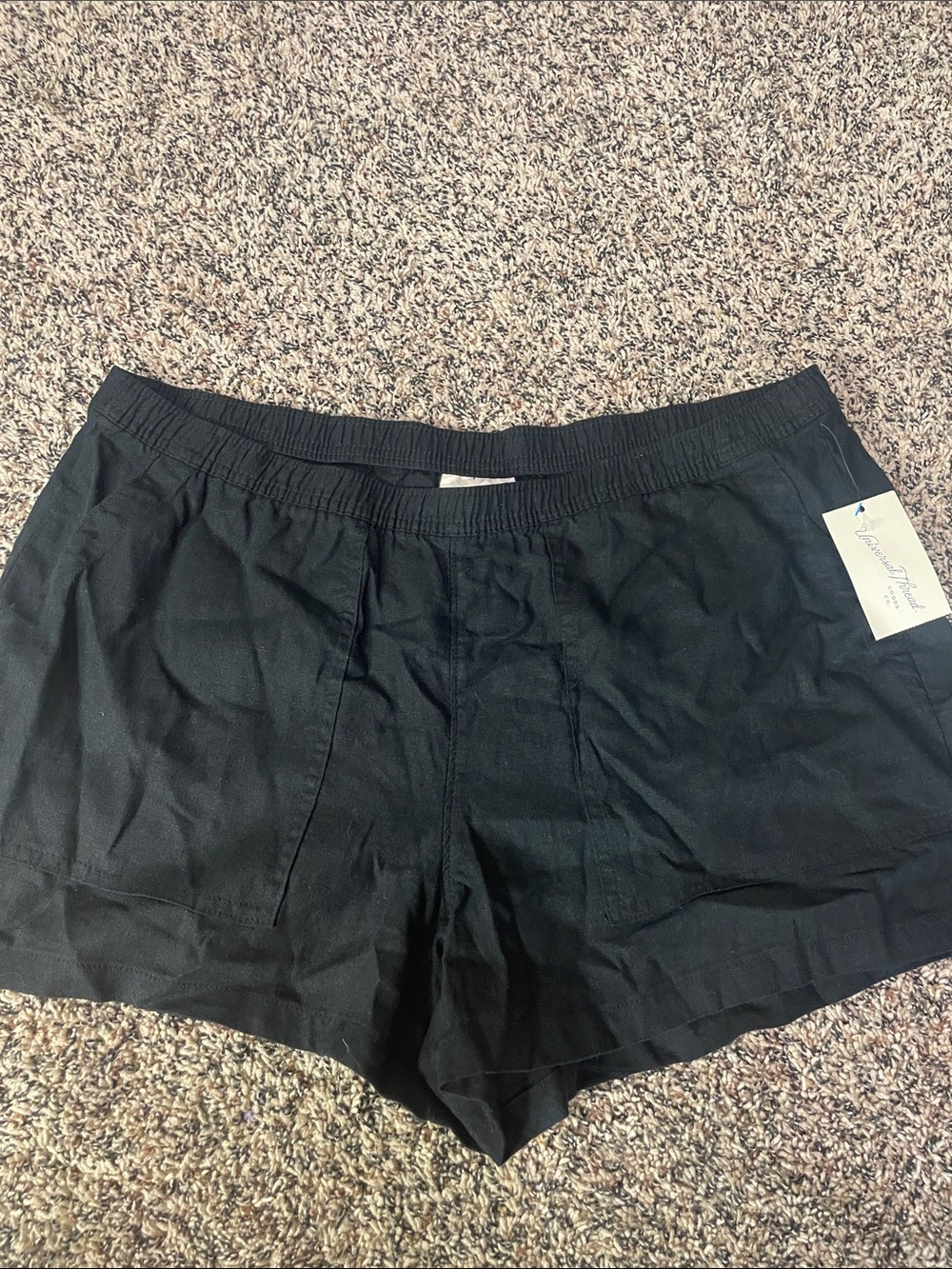 Universal Thread Linen Black Elastic-Waist Pull On Casual Shorts XL NWT